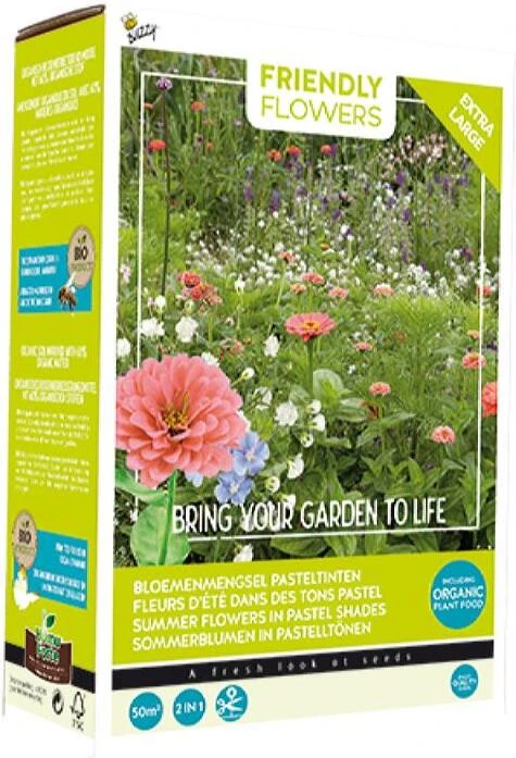 Buzzy Friendly Flowers Bloemenzaadmengsel Pastel 50 M2 1 Buzzy Friendly Flowers Bloemenzaadmengsel Pastel 50 M2