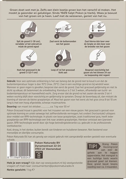 Pokon Graszaad Inzaai Rpr 1 Kg 2 Pokon Graszaad Inzaai Rpr 1 Kg - Afbeelding 2